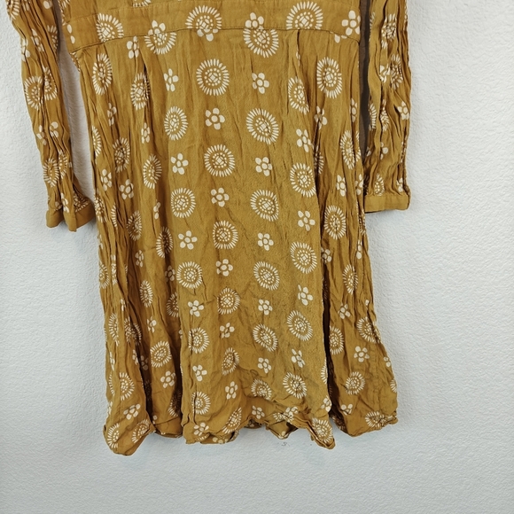 Boden Womens US 10 Yellow White Floral Pleated Button Front Knee Length Dress - Picture 10 of 12